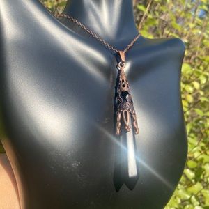 Black Obsidian Gothic Crystal Pendant Necklace